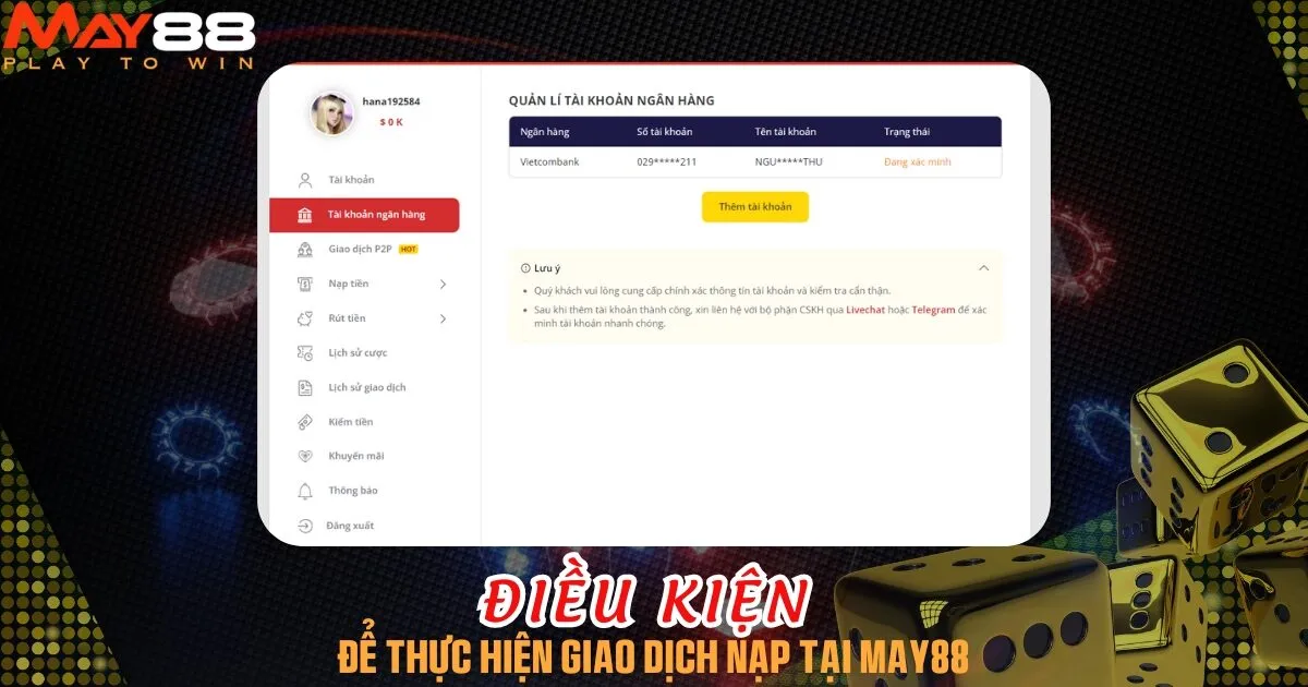 Điều kiện để tham gia nạp tiền May88