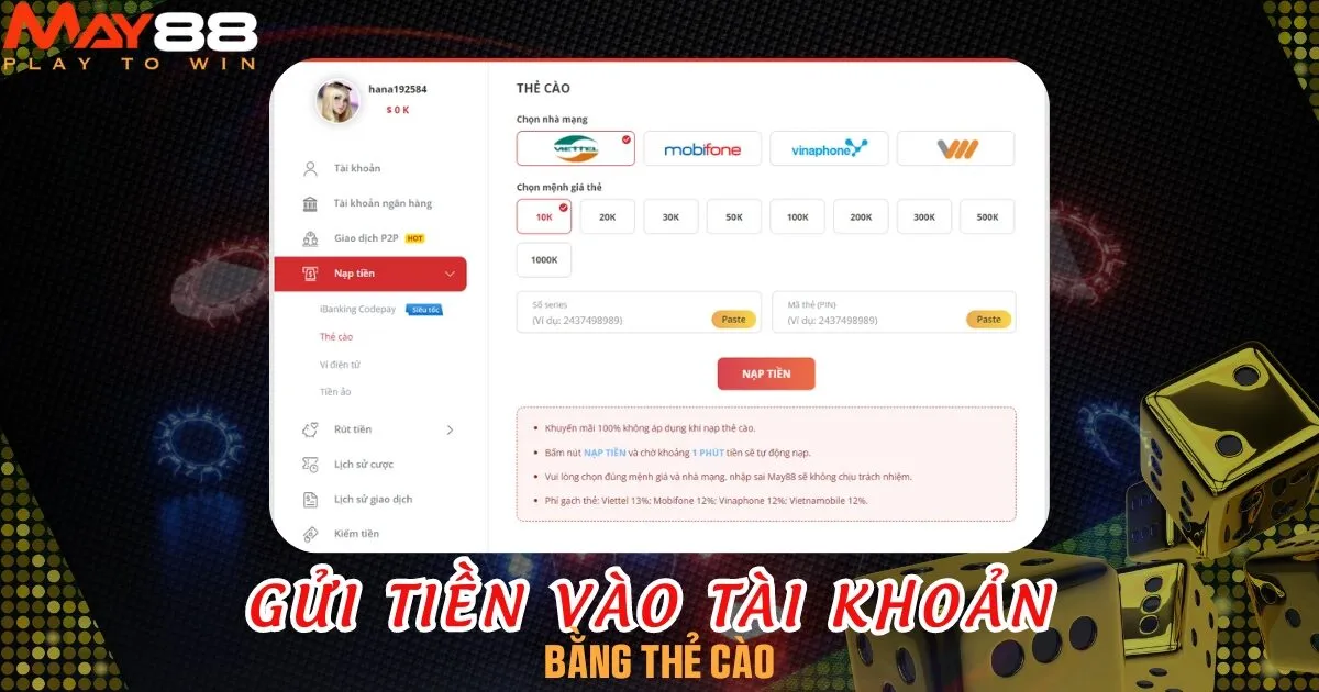Nạp tiền nhanh bằng thẻ cào điện thoại